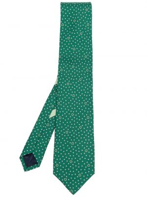 Cravată de mătase cu imagine cu stele Ferragamo verde