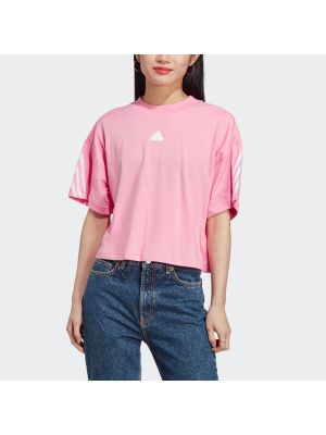 Camiseta a rayas Adidas Sportswear rosa