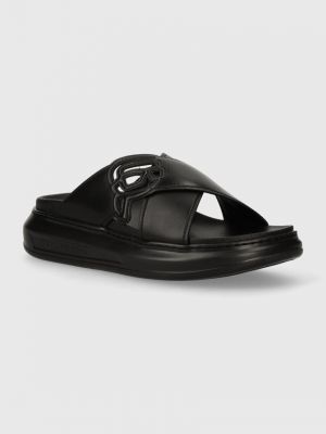 Sandale din piele cu platformă Karl Lagerfeld negru