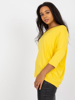 Bluzka z wiskozy z dekoltem w serek Fashionhunters żółta