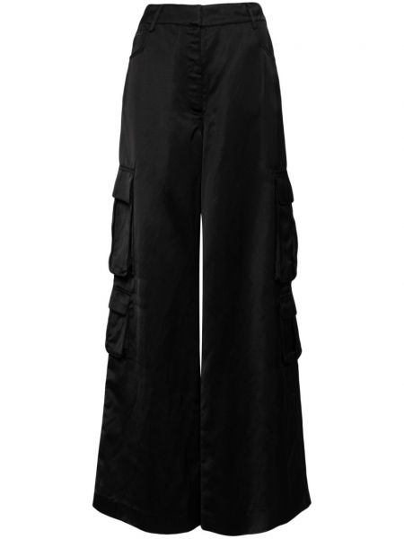 Сатенени карго панталони Self-portrait черно