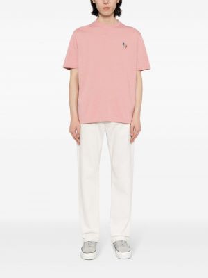 Bavlněné tričko s výšivkou Ps Paul Smith růžové