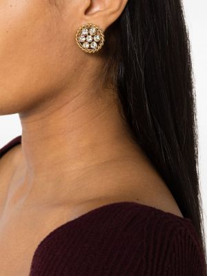 Boucles d'oreilles à imprimé à boucle en cristal Chanel Pre-owned doré