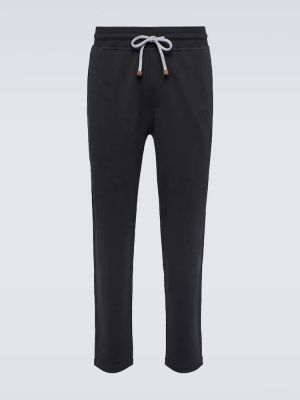 Spodnie sportowe bawełniane Brunello Cucinelli czarne