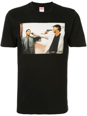 T-krekls ar apdruku Supreme melns