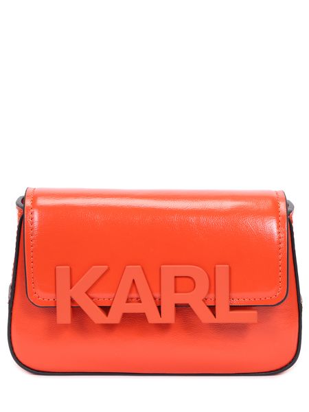 Кожаная сумка через плечо Karl Lagerfeld оранжевая
