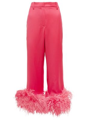 Pantaloni cu picior drept cu pene Magda Butrym roz