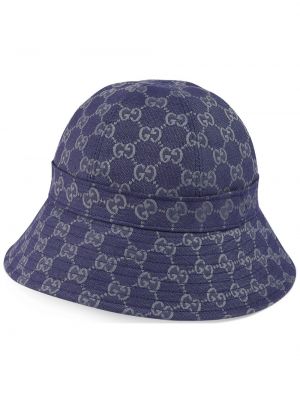 Памучна шапка Gucci синьо