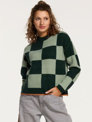 Kockás pulóver Shiwi zöld