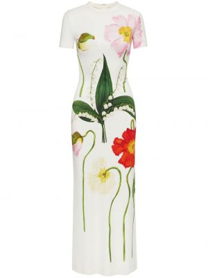 Μάξι φόρεμα με σχέδιο από ζέρσεϋ Oscar De La Renta λευκό
