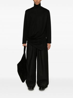Drapovaný vlněný svetr Yohji Yamamoto černý