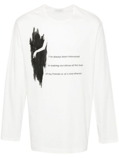 Тениска с принт Yohji Yamamoto бяло