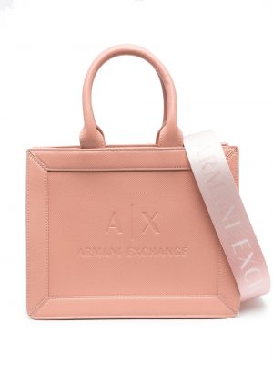 Borsa shopper di pelle Armani Exchange rosa