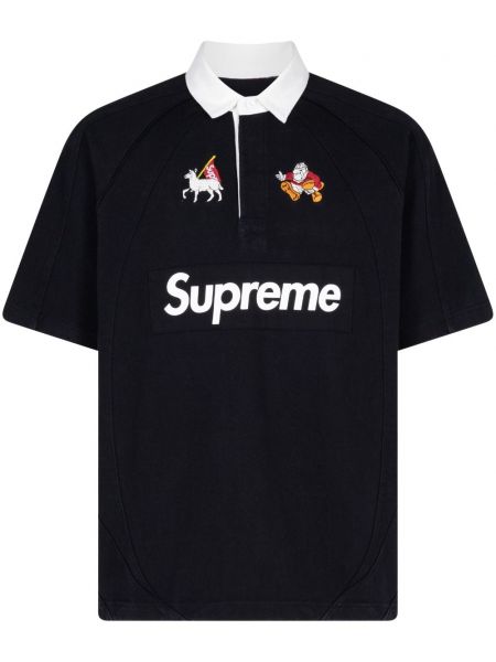 Siuvinėtas polo marškinėliai Supreme juoda