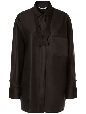Oversized bavlnená košeľa s mašľou Max Mara čierna