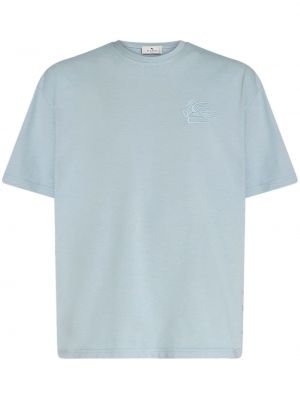 Βαμβακερή μπλούζα με στρογγυλή λαιμόκοψη Etro μπλε