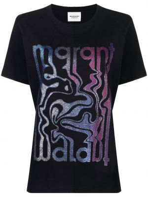 Bavlnené tričko s potlačou Isabel Marant étoile čierna