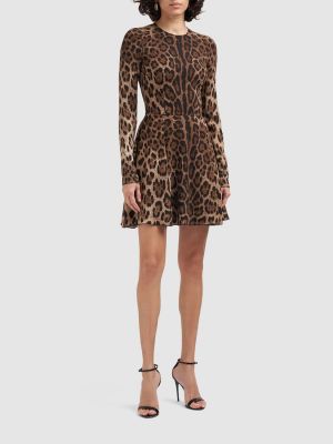 Raštuotas mini suknele leopardinis Dolce & Gabbana