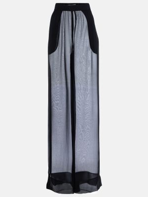 Voľné priehľadné hodvábne nohavice Saint Laurent čierna