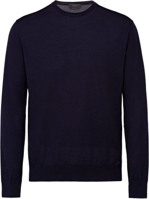 Плетен пуловер Prada синьо