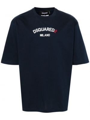 T-shirt en coton à imprimé Dsquared2 bleu