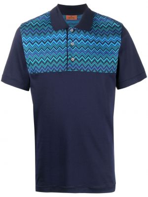 Kokvilnas polo krekls ar apdruku Missoni zils
