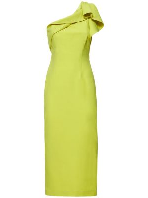 Jedwabna sukienka midi wełniana asymetryczna Roland Mouret żółta