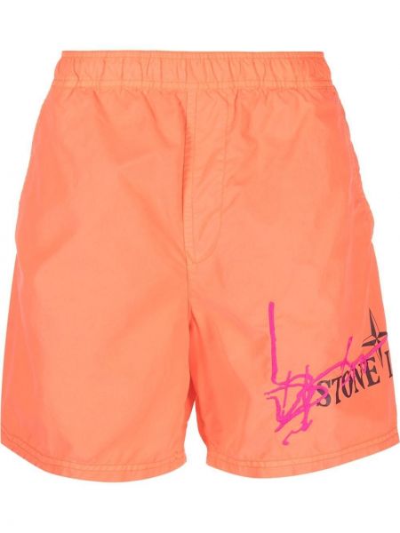 Trykt shorts Stone Island oransje