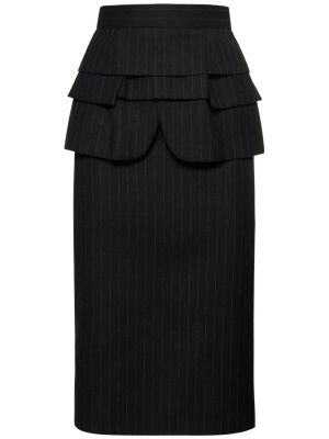 Flanelová pruhovaná midi sukňa Sacai čierna
