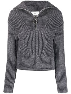 Pletený vlnený sveter Ami Paris sivá