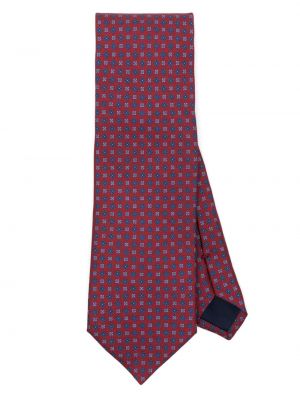 Žakárová kvetinová hodvábna kravata Corneliani červená