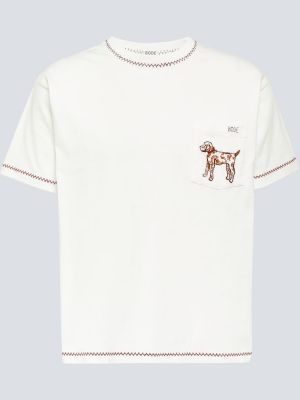 T-shirt ricamato di cotone in jersey Bode bianco