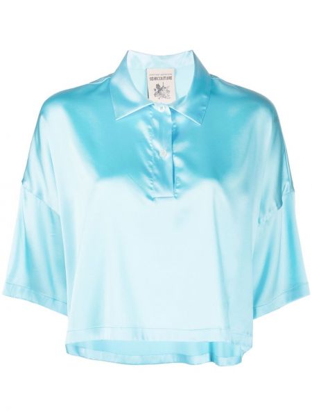 Шелковая рубашка Semicouture, синяя