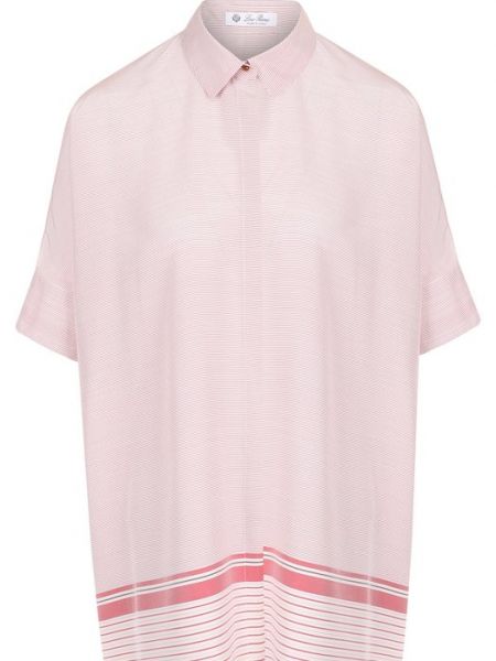 Шелковая блузка свободного кроя Loro Piana розовая