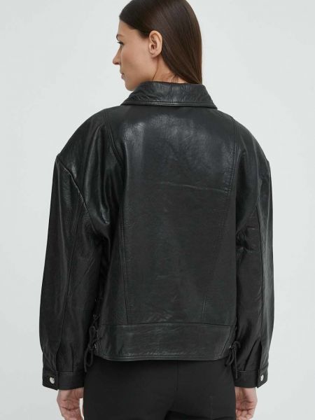 Oversized kožená bunda Ba&sh černá