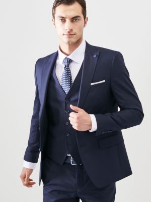 Slim fit priliehavá obleková vesta Altinyildiz Classics modrá