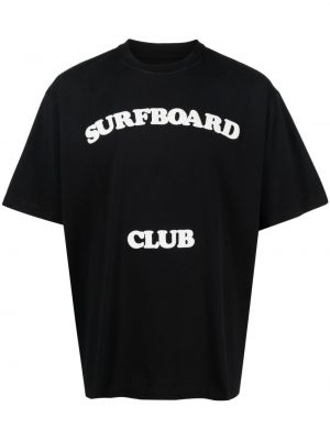 Памучна тениска с принт Stockholm Surfboard Club черно