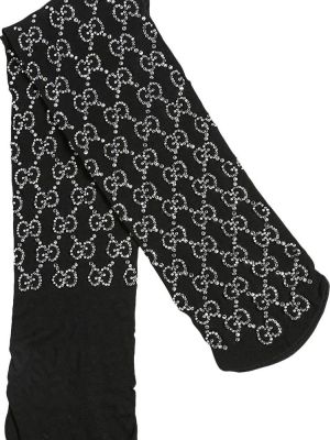 Носки с вышивкой со стразами Gucci черные