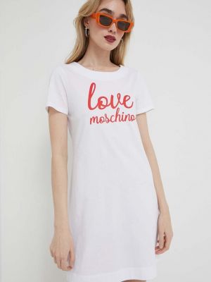 Casual bavlněné mini šaty Love Moschino - bílá