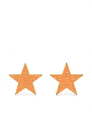 Boucles d'oreilles à boucle à motif étoile Chanel Pre-owned orange