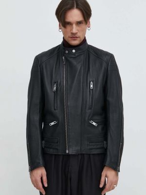 Černá kožená bunda Hugo