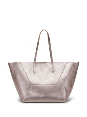Δερμάτινη τσάντα shopper Brunello Cucinelli ροζ