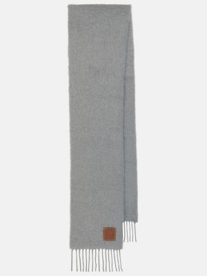 Мохеровый шерстяной шарф Loewe серый