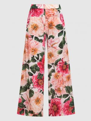 Шовкові штани з принтом Dolce&gabbana рожеві