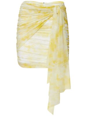 Mini sukně na zip s potiskem se síťovinou Msgm - žlutá