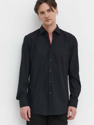 Koszula slim fit bawełniana Hugo czarna