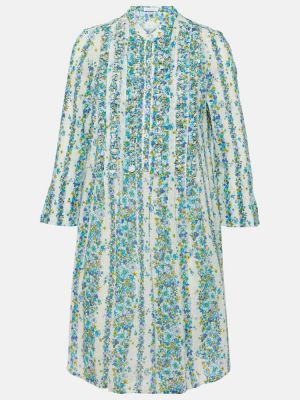 Mini vestido de algodón de flores Poupette St Barth azul