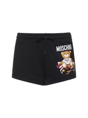 Bavlnené šortky s potlačou Moschino čierna