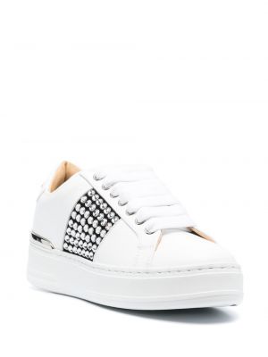 Sneakersy skórzane z kryształkami Philipp Plein białe