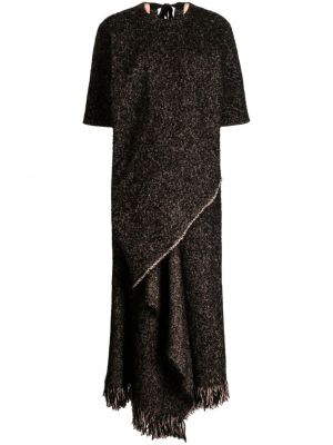 Midi šaty s třásněmi Uma Wang černé